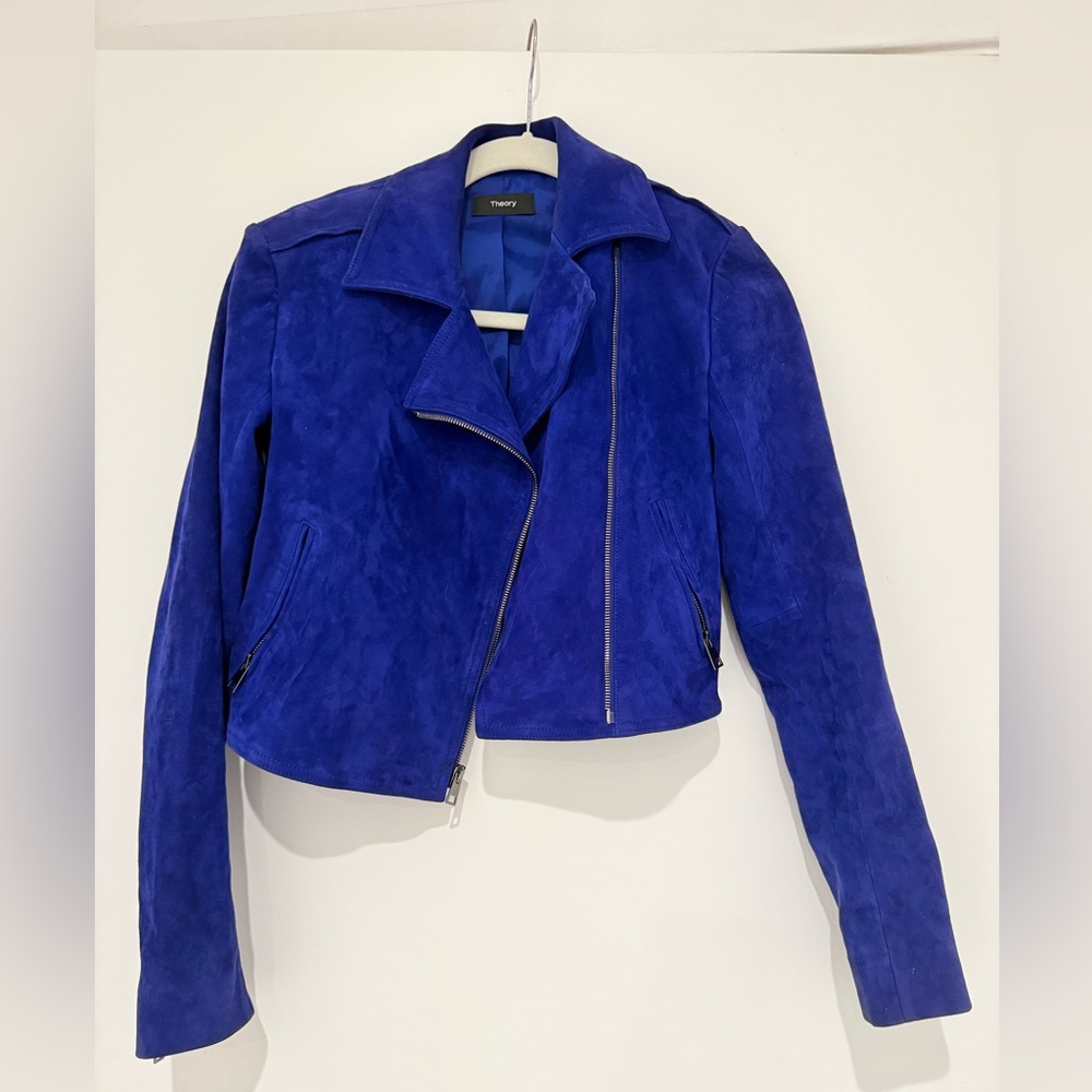 Theory Women's Bold Blue Leather Jacket
